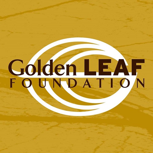 gold and white logo for the golden leaf foundation 