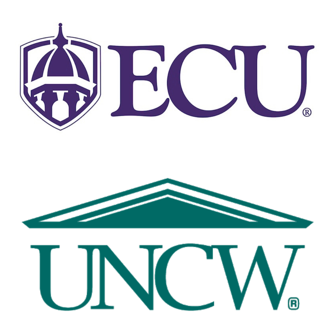 ECU and UNCW logos on top of each other