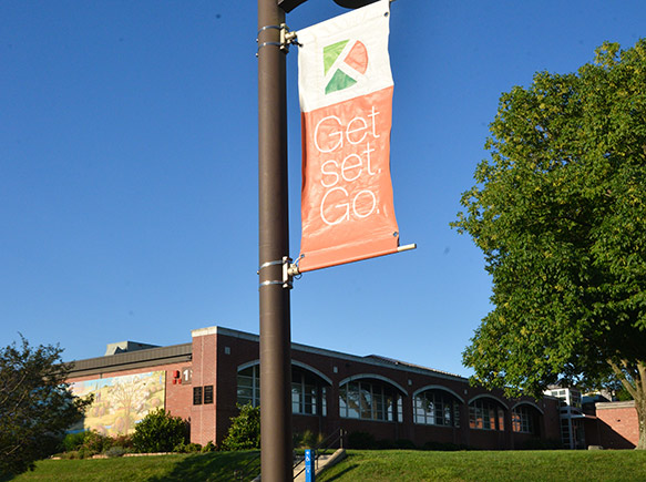 Banner posted on main campus with "Get set. Go"