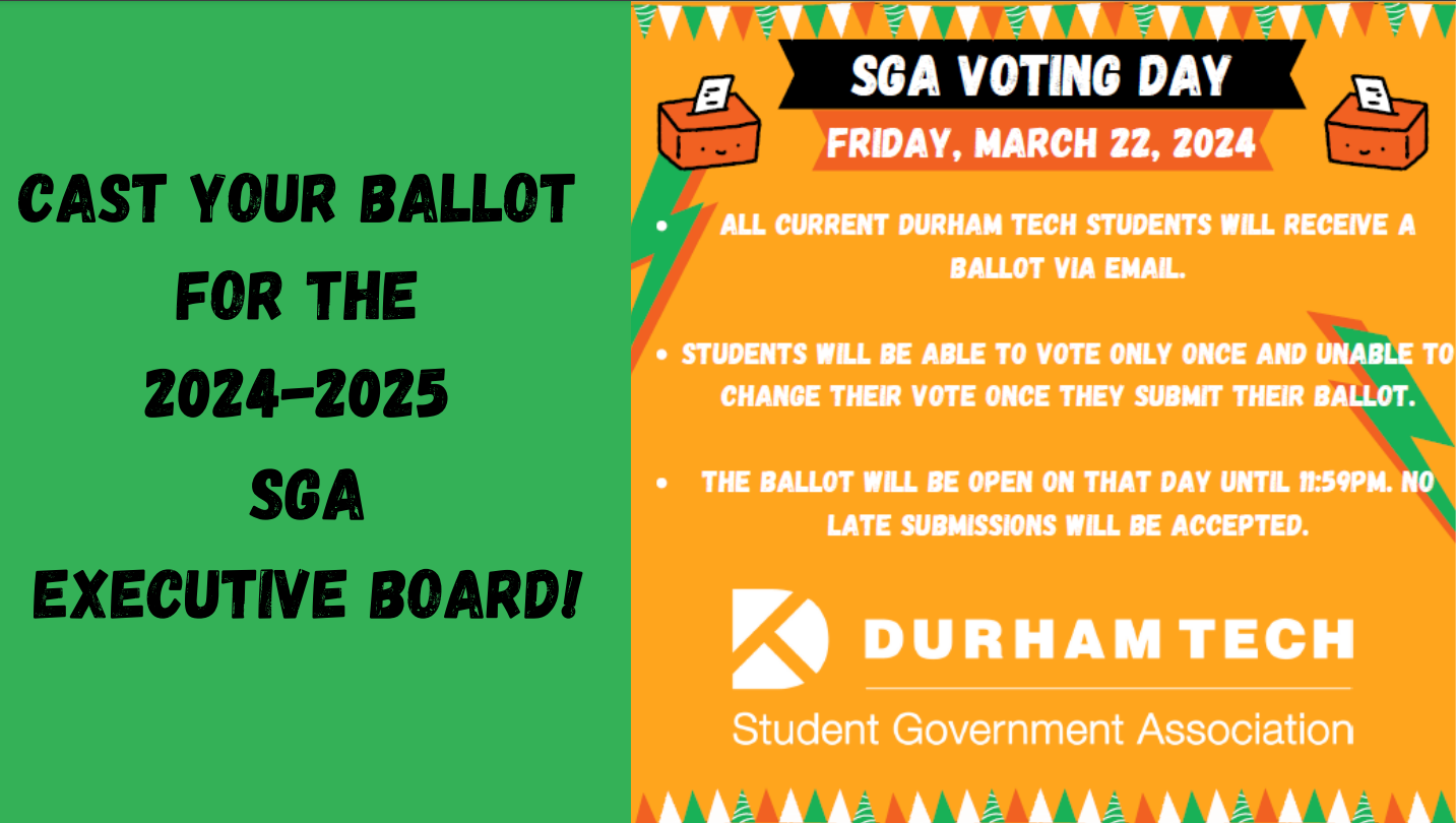 Information describing when and how to vote for the 2024-2025 SGA Executive Board