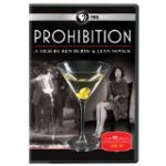 DVD cover of Prohibition shows a martini glass and black and white images of people, one of whom is pouring out illegally made alcohol