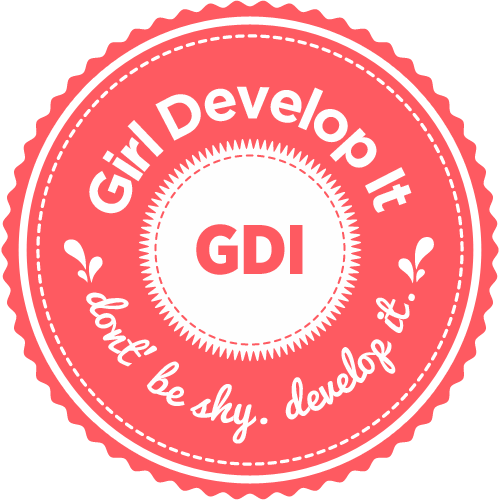 Peach logo says, "Girl Develop It. don't be shy. develop it."