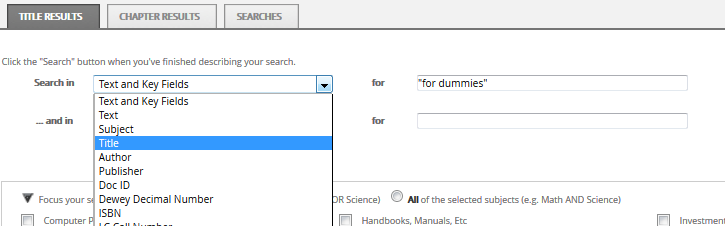 ebrary e-book advanced search form