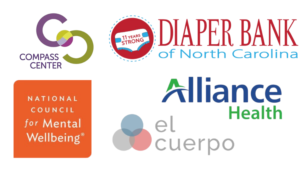 Compass Center, Diaper Bank of North Carolina, National Council for Mental Wellbeing, Alliance Health, El Cuerpo