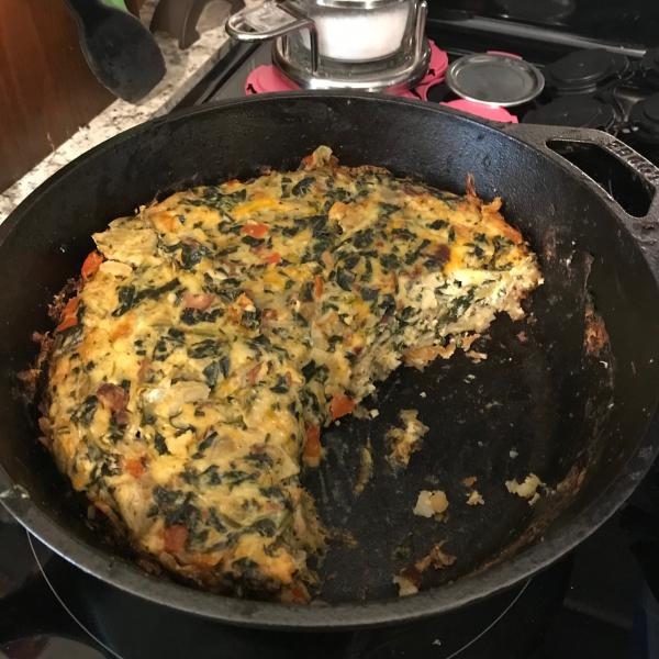Hash Brown and Fridge Trash (a.k.a. anything that needs to get used up in the fridge) Quiche