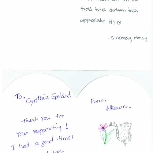 Gateway to College students' thank you notes