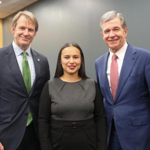 J.B. Buxton, Laura Harris, Gov. Roy Cooper